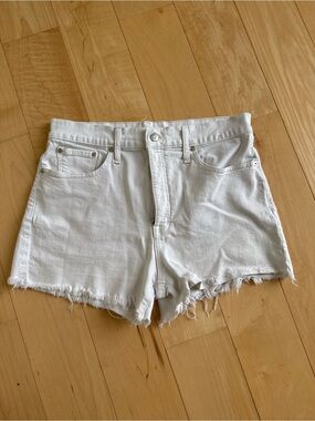 Madewell White Denim Frayed Hem Women's Shorts